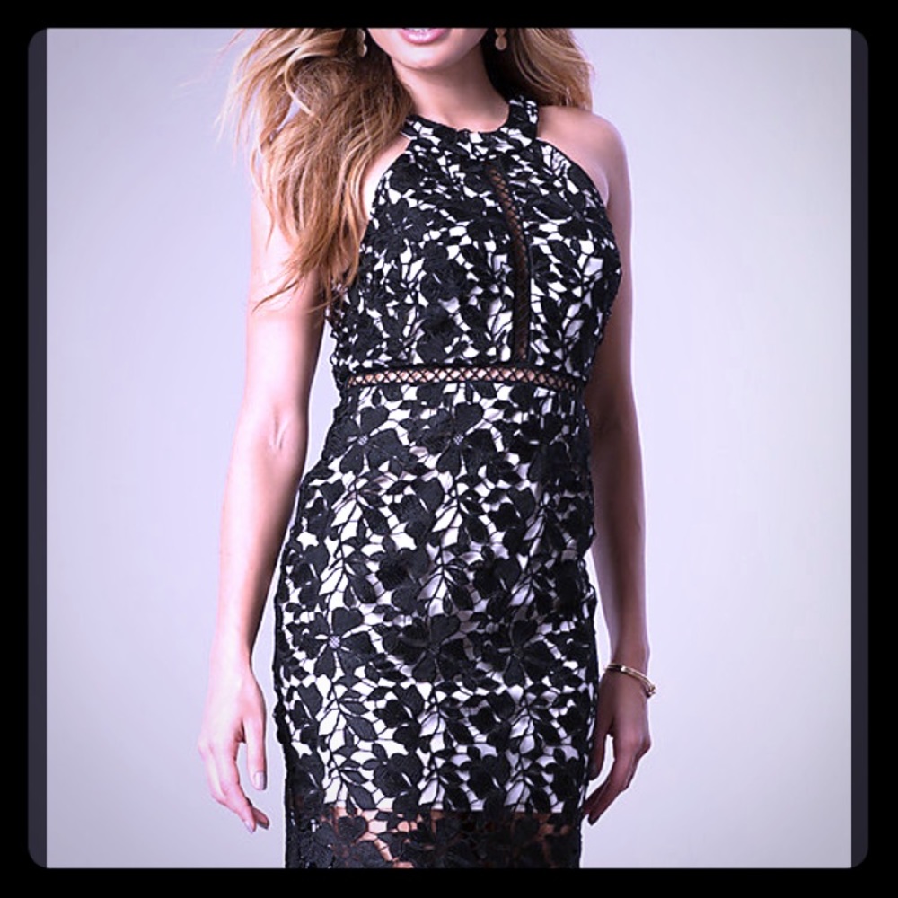 Knee length black lace dress